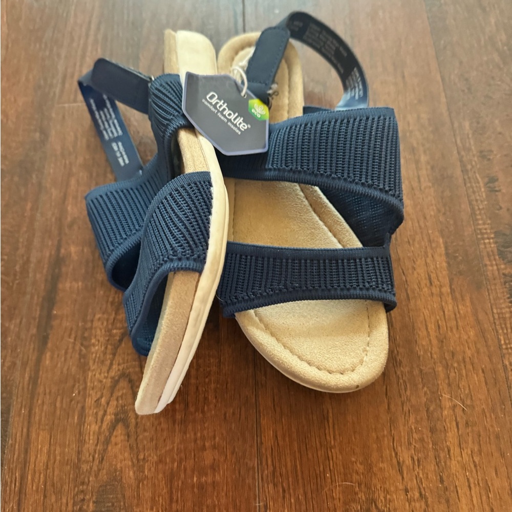 NWT Croft & Barrow Navy Blue Comfort Sandals - Picture 4 of 8